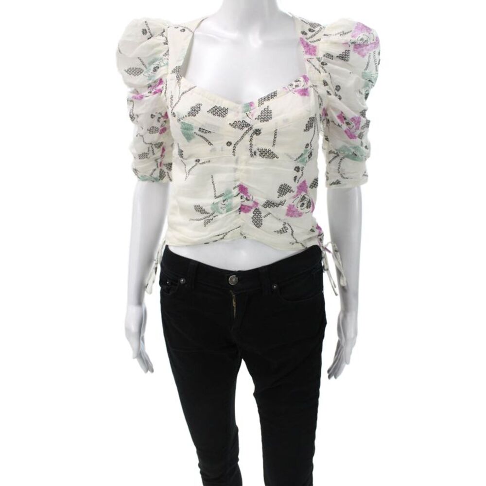 Marant Etoile Women Cropped Floral Blouse Multicolor Zip Size 34